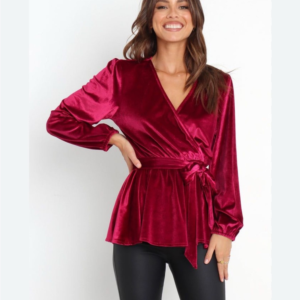 NWT Petal & Pup Top Velvet Wrap V-Neck Blouse